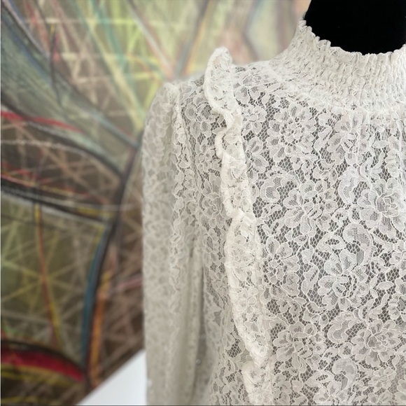 NWT ZARA GUIPURE LACE WHITE IVORY TOP BLOUSE MEDIUM - Picture 3 of 3